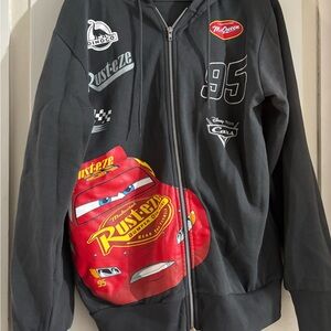 Disney Black Lightning McQueen Cars Zip Hoodie with Red Graphic